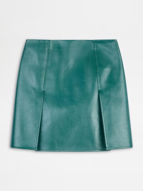 Tod's MINISKIRT IN LEATHER - GREEN