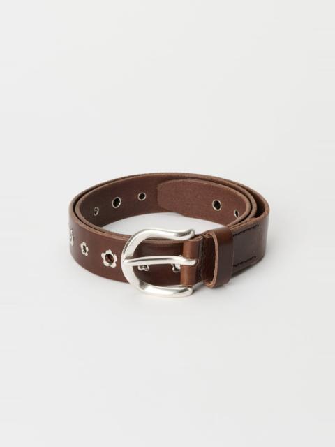 Our Legacy 3.5 cm Flower Belt Grand Mahogany Glossy Bullhide