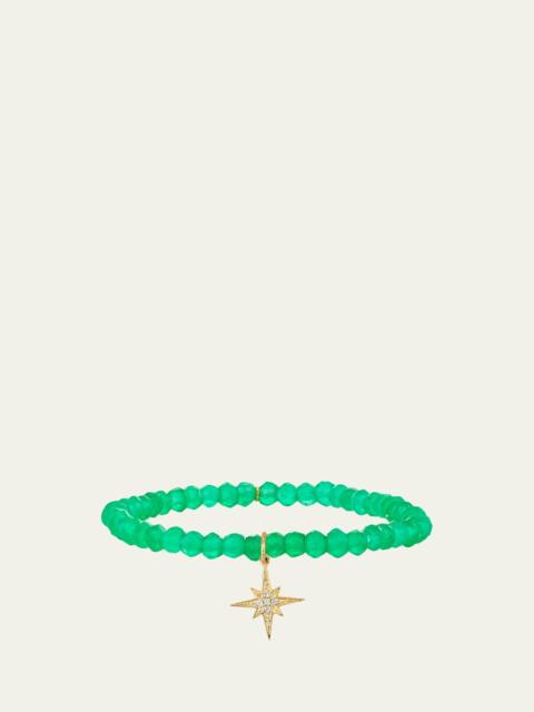 SYDNEY EVAN 14K Diamond Pave Starburst on Green Onyx Bracelet
