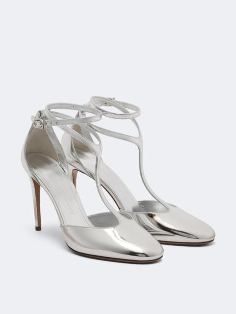 FERRAGAMO Tildea metallic leather slingback pumps