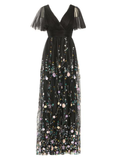 MAC DUGGAL Women's Embellished Illusion V-Neck Gown - Black Multi