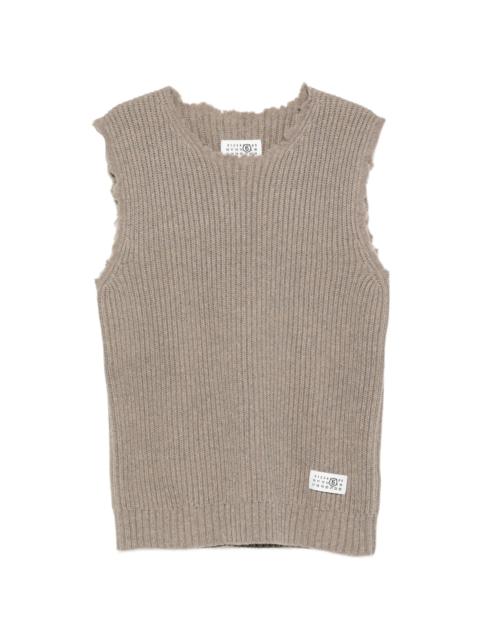 MM6 Maison Margiela Mm6 Maison Margiela Distressed Ribbed-knit Vest