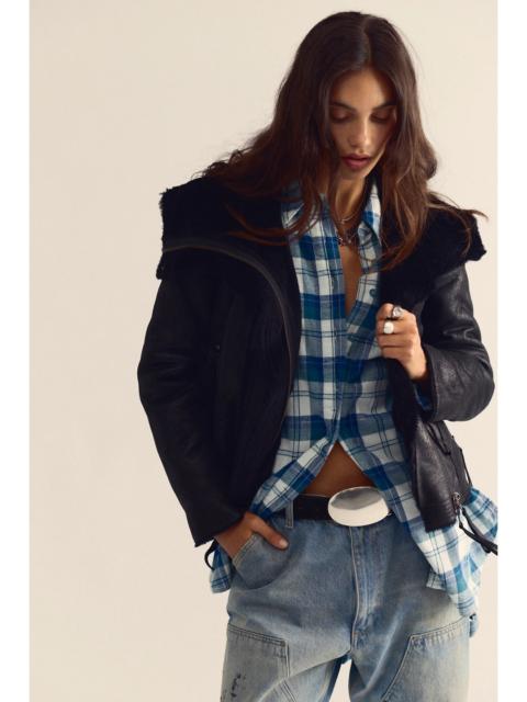 FREE PEOPLE We The Free Fourline Shearling Aviator Jacket
