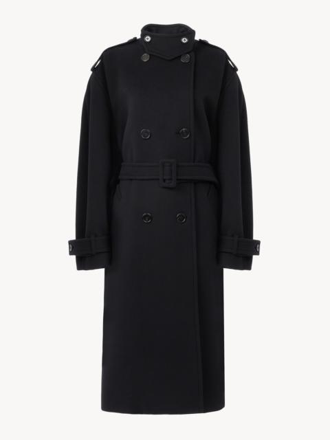 Chloé HIGH-NECK LONG COAT IN DOUBLE-FACE WOOL