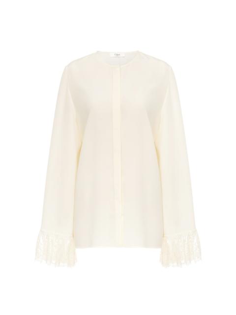 Chloé COLLARLESS FLUID BLOUSE IN CRÊPE DE CHINE