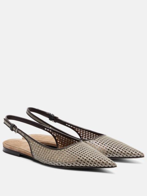 Brunello Cucinelli Monili leather slingback ballet flats