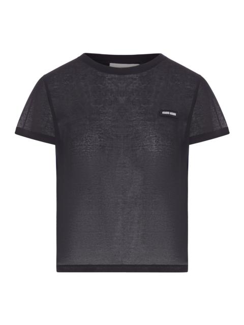 Miu Miu COTTON JERSEY T-SHIRT WITH EMBROIDERY