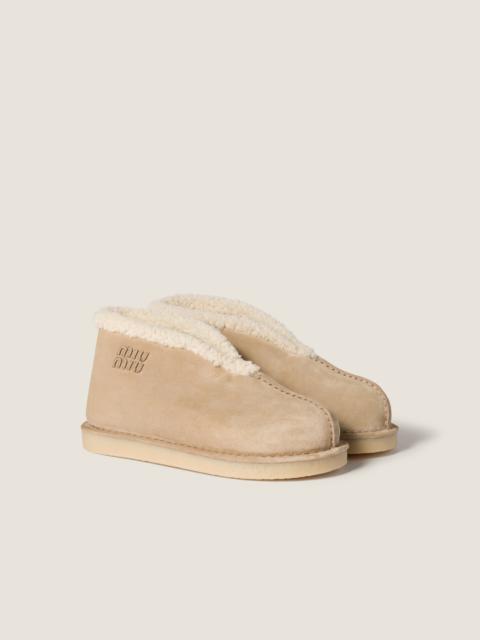 Miu Miu Suede and shearling slip-on booties