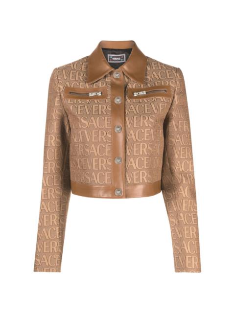 Versace monogram-jacquard Cotton Denim Jacket - Pink