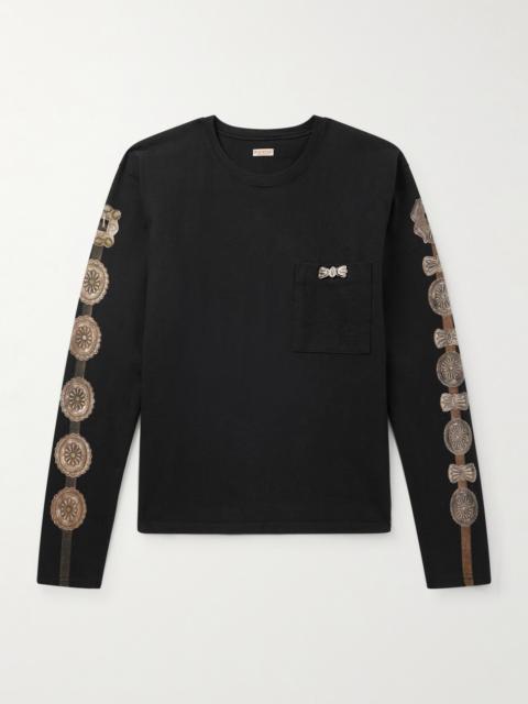 Kapital Dense Appliquéd Printed Cotton-Jersey T-Shirt