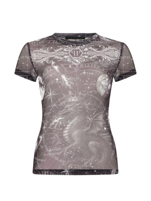 PHILIPP PLEIN zodiac-print tulle t-shirt