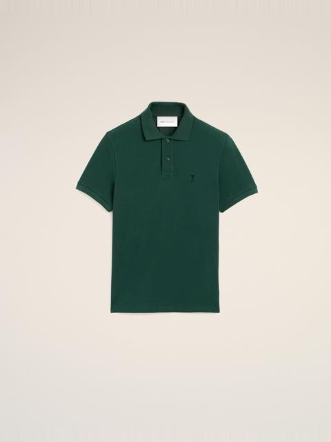 AMI Paris GREEN COTTON POLO WITH AMI DE COEUR
