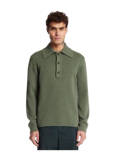 ZEGNA Green Cashmere Polo Shirt