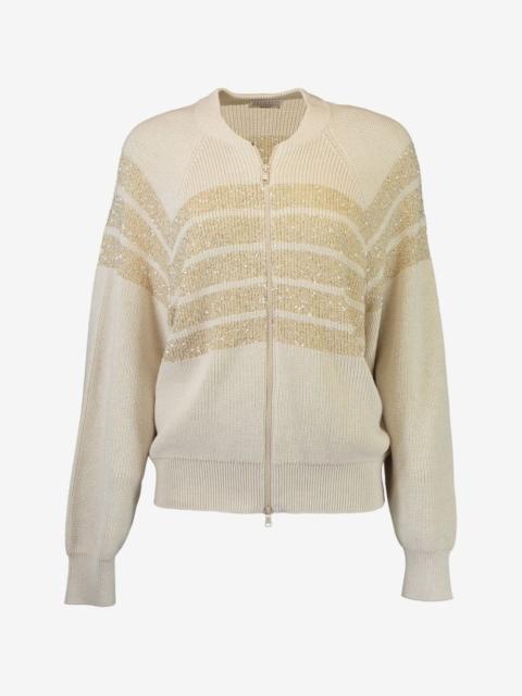 Brunello Cucinelli sequin-embellished full-zip cardigan