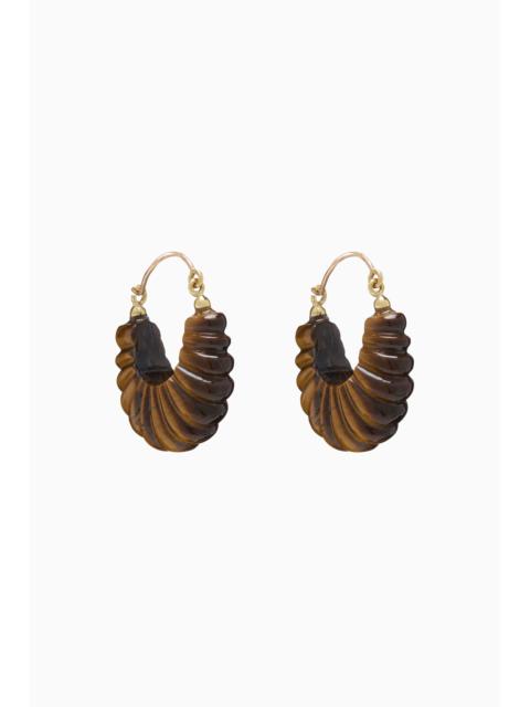 Zora Carved Shell Hoop Earring