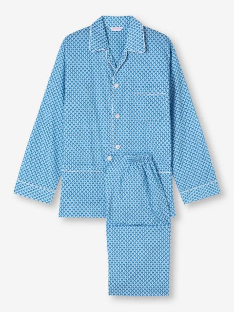 Derek Rose Men's Classic Fit Pyjamas Ledbury 65 Cotton Batiste Blue