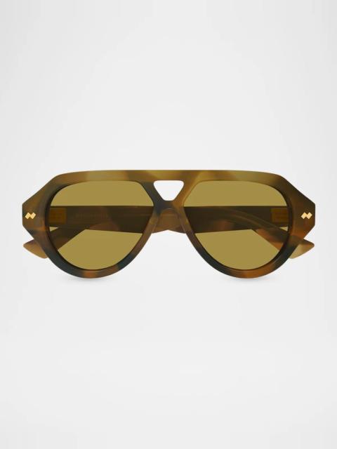 Bottega Veneta Men's BV1485S Bold Ribbon Stud Recycled Acetate Pilot Sunglasses