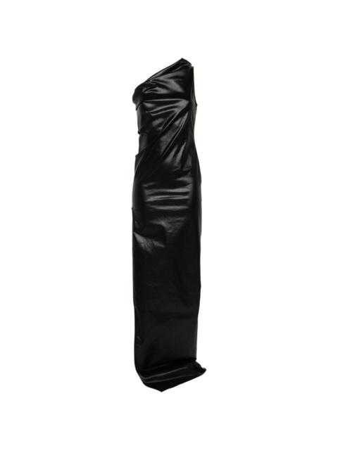 Rick Owens coated one-shoulder maxi dress