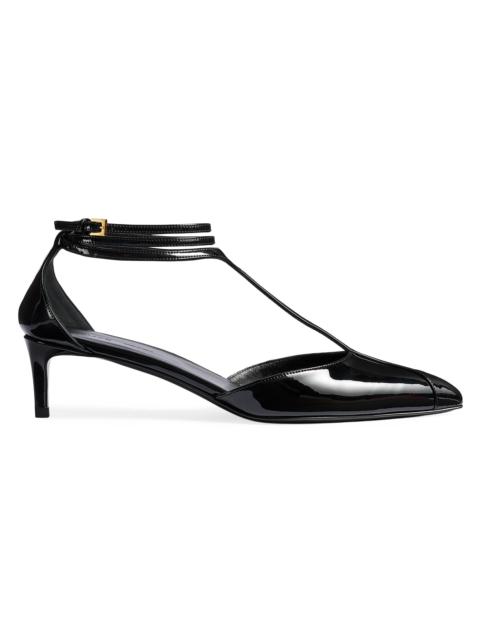 KHAITE Women's Mia 45MM Leather T-Strap Pumps - Black
