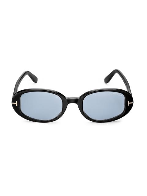 TOM FORD Women's Iggy 49MM Oval Sunglasses - Black Grey