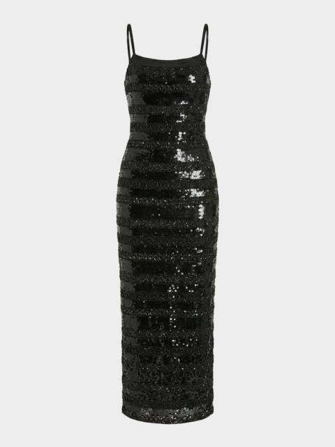 MAC DUGGAL Sequin Striped Column Midi Dress