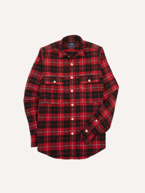 Drake's Red Check Cotton Two-Pocket Work Shirt