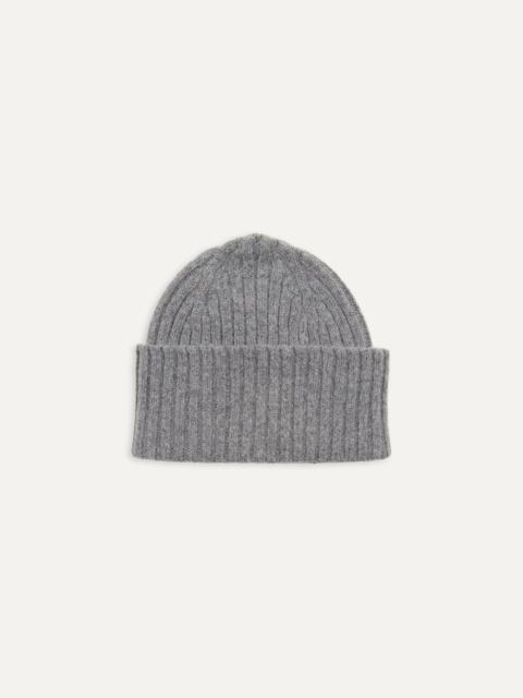 Drake's Grey Lambswool Ribbed Knit Cap