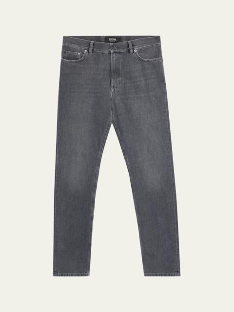 ZEGNA Men's City Grey Denim Slim-Straight Fit Jeans