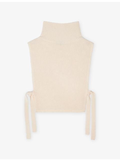 maje High-Neck Side-Tie Wool and Cashmere Collar