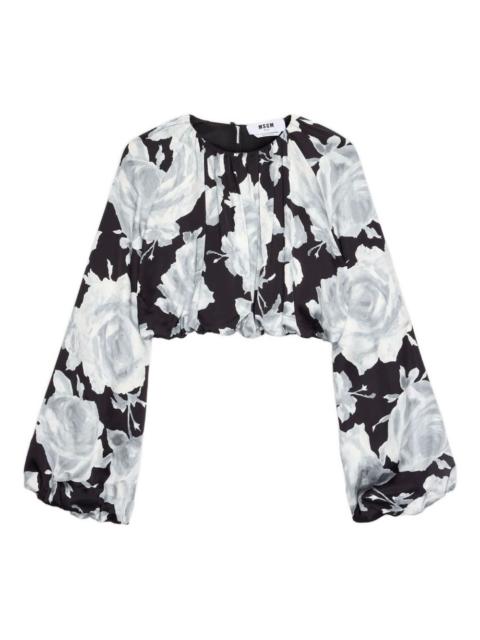 MSGM floral long-sleeve blouse