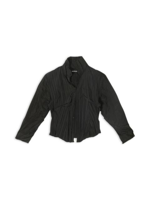 BALENCIAGA Men's Pleated Shrunk Shirt in Black