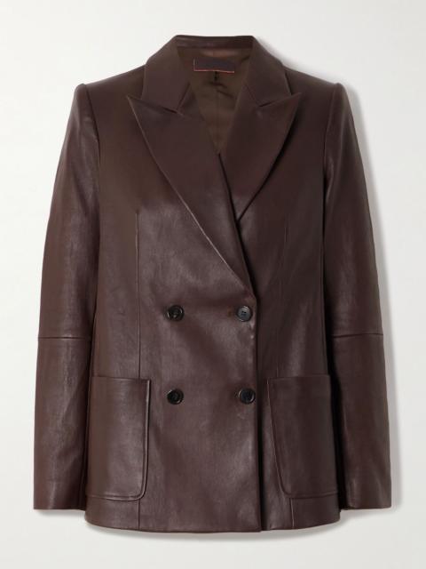 STOULS Jones double-breasted leather blazer Brown