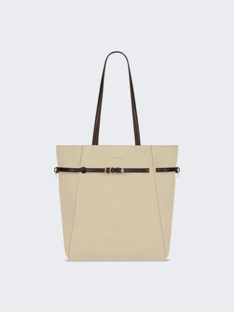 Small Voyou Leather Tote Bag Army Beige