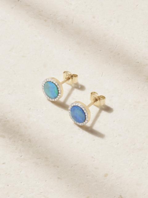 MATEO 14-karat Gold, Opal And Diamond Earrings