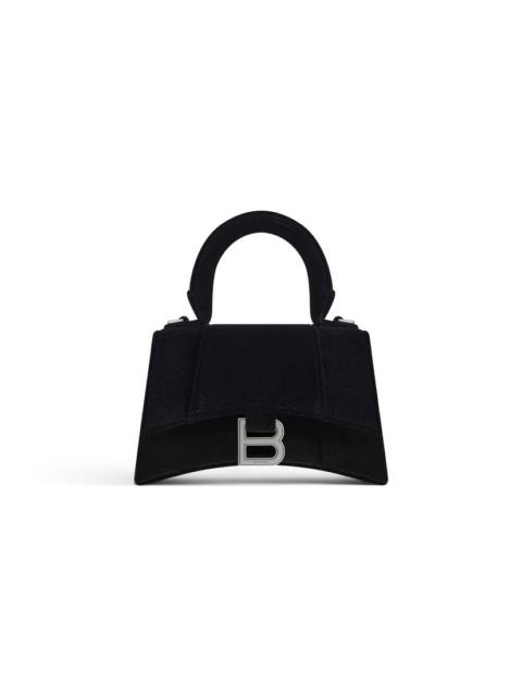 BALENCIAGA Women's Hourglass Xs Handbag Velvet Jersey in Black