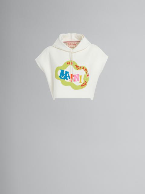 Marni MARNI X NO VACANCY INN - CROPPED WHITE SWEATSHIRT IN BIO COTTON JERSEY WITH SNAKE LOGO PRINT