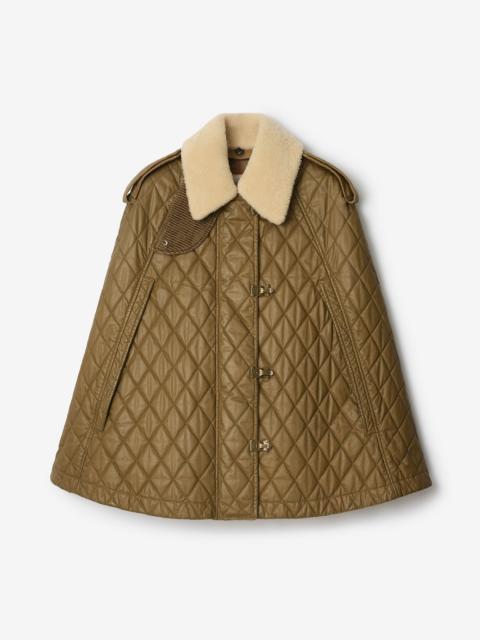Burberry Shearling Collar Quilted Cotton Heath Cape