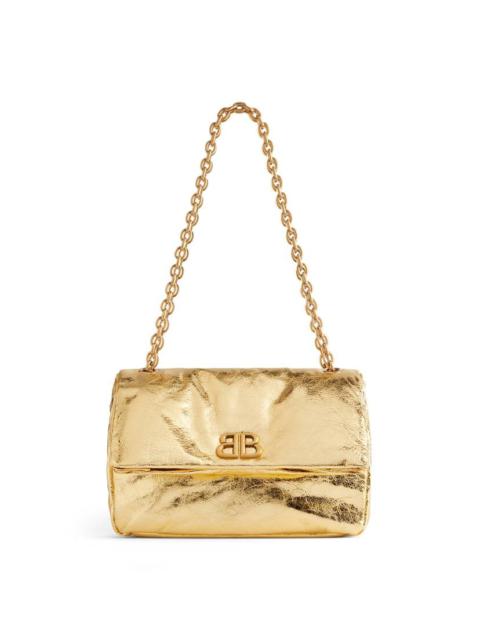 BALENCIAGA Women's Monaco Small Chain Bag Metallized in Gold