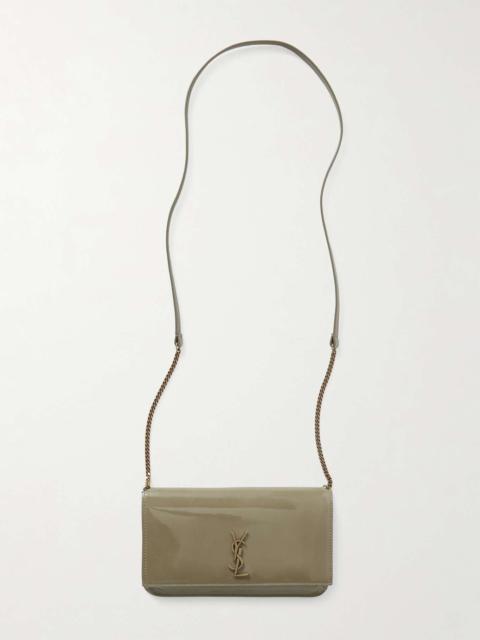 SAINT LAURENT Cassandre Strap glossed-leather phone case