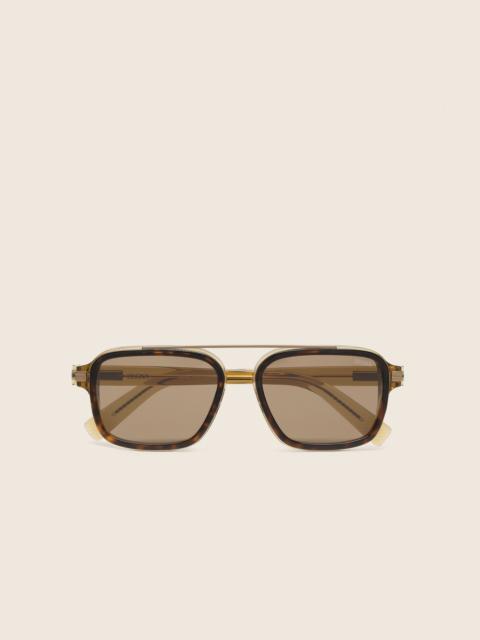 ZEGNA TRANSPARENT HAVANA BROWN ACETATE SUNGLASSES