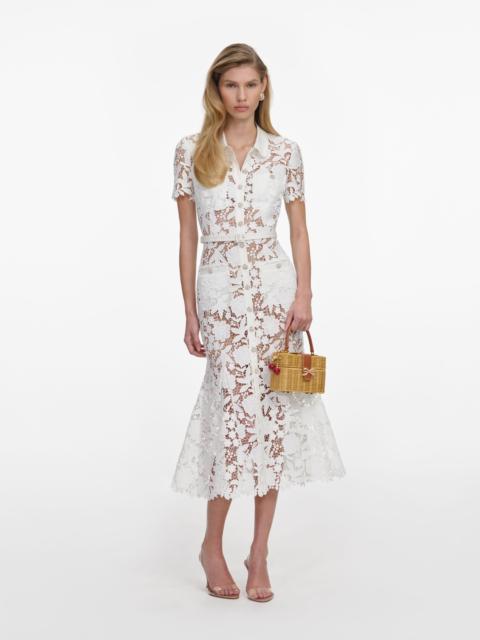 self-portrait White Lace Collared Midi Dress