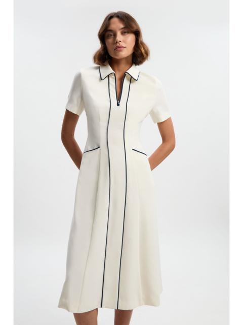 KAREN MILLEN Tailored Crepe Tipped Tailored Midi Shirt Dress