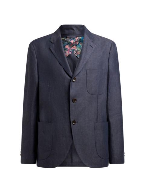 Etro chevron single-breasted linen jacket