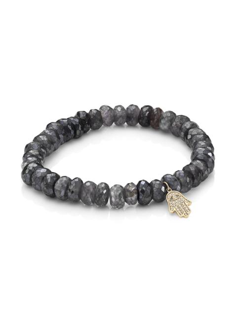 SYDNEY EVAN Women's 14K Yellow Gold, 0.11 TCW Diamond & Iolite Small Hamsa Beaded Bracelet - Blue