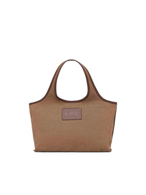 A.P.C. medium Harper leather-trimmed canvas tote bag
