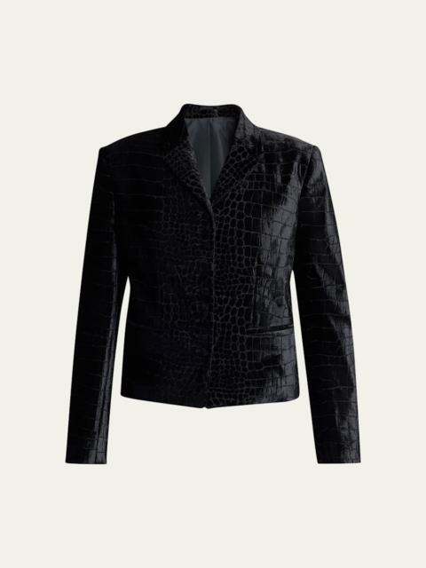 TOM FORD Croc-Embossed Velvet Single-Breasted Jacket