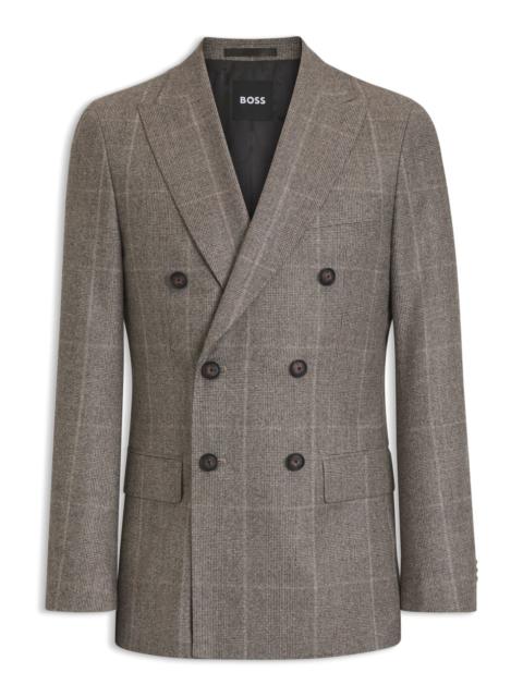 BOSS SLIM-FIT JACKET IN CHECKED VIRGIN WOOL