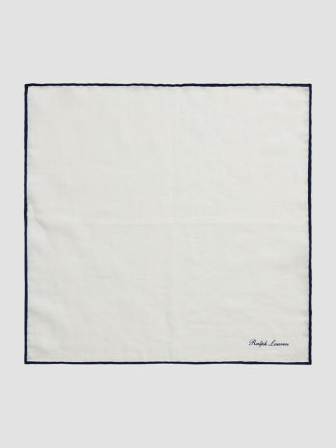 Ralph Lauren Linen Pocket Square - White Black Tipping
