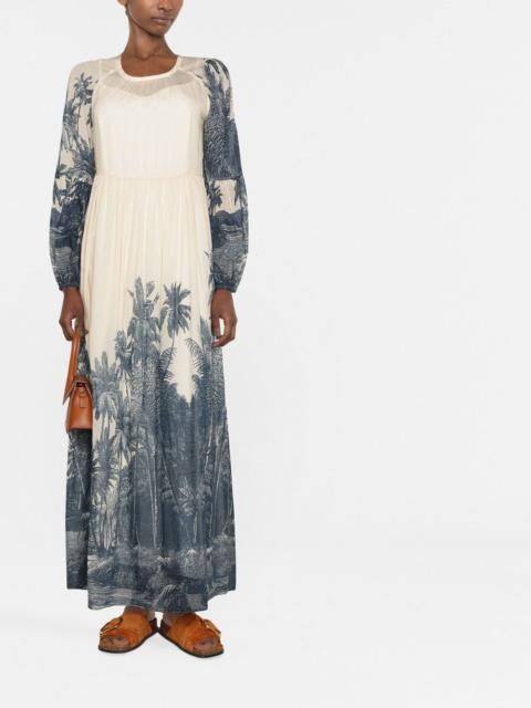 'S Max Mara palm tree-print long dress