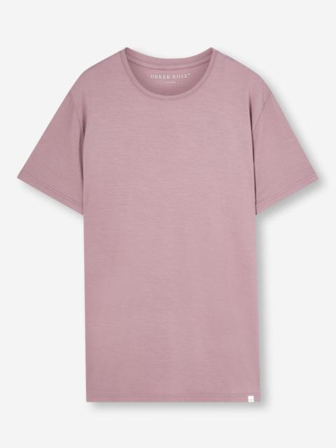 Derek Rose Men's T-Shirt Basel Micro Modal Stretch Mauve